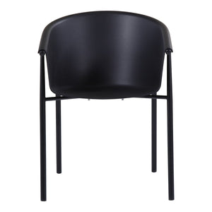 HomeRoots Set of Two Stylish Black Heavy-Duty Plastic Dining Arm Chairs for Modern Home & Office Decor 527823