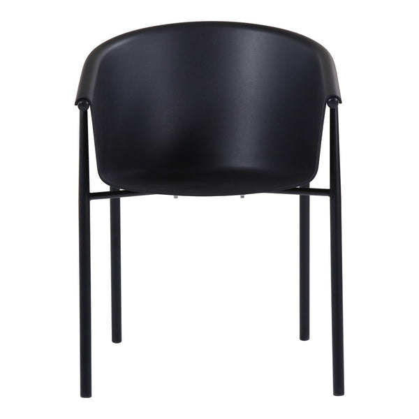 HomeRoots Set of Two Stylish Black Heavy-Duty Plastic Dining Arm Chairs for Modern Home & Office Decor 527823