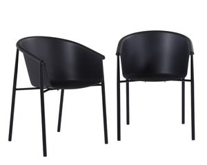 HomeRoots Set of Two Stylish Black Heavy-Duty Plastic Dining Arm Chairs for Modern Home & Office Decor 527823