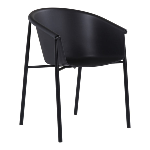 HomeRoots Set of Two Stylish Black Heavy-Duty Plastic Dining Arm Chairs for Modern Home & Office Decor 527823