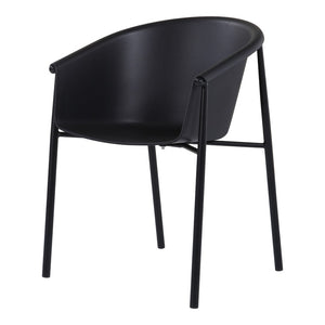 HomeRoots Set of Two Stylish Black Heavy-Duty Plastic Dining Arm Chairs for Modern Home & Office Decor 527823