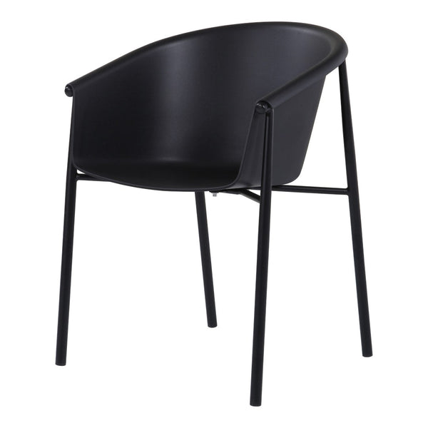 HomeRoots Set of Two Stylish Black Heavy-Duty Plastic Dining Arm Chairs for Modern Home & Office Decor 527823