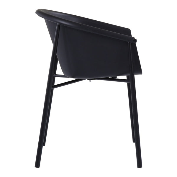 HomeRoots Set of Two Stylish Black Heavy-Duty Plastic Dining Arm Chairs for Modern Home & Office Decor 527823
