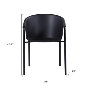 HomeRoots Set of Two Stylish Black Heavy-Duty Plastic Dining Arm Chairs for Modern Home & Office Decor 527823