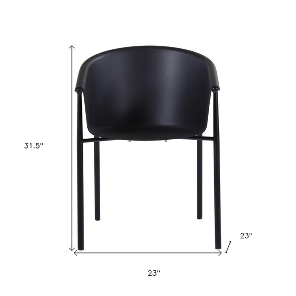 HomeRoots Set of Two Stylish Black Heavy-Duty Plastic Dining Arm Chairs for Modern Home & Office Decor 527823