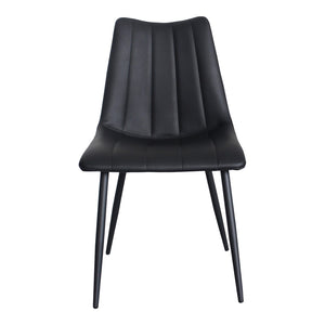 HomeRoots Set of Two Stylish Black Faux Leather Dining Chairs with Metal Frame for Modern Spaces 527824