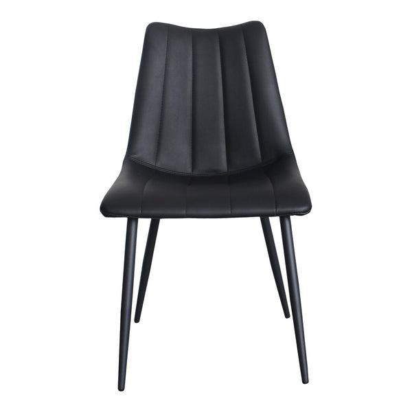 HomeRoots Set of Two Stylish Black Faux Leather Dining Chairs with Metal Frame for Modern Spaces 527824