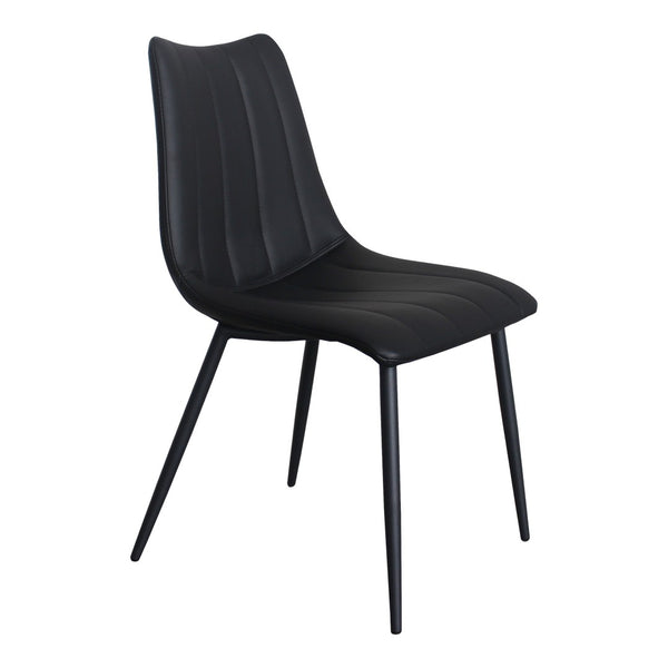 HomeRoots Set of Two Stylish Black Faux Leather Dining Chairs with Metal Frame for Modern Spaces 527824