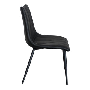 HomeRoots Set of Two Stylish Black Faux Leather Dining Chairs with Metal Frame for Modern Spaces 527824