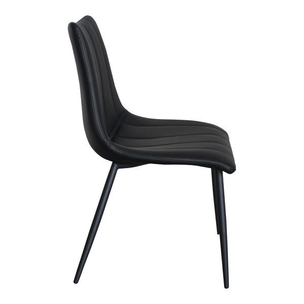 HomeRoots Set of Two Stylish Black Faux Leather Dining Chairs with Metal Frame for Modern Spaces 527824
