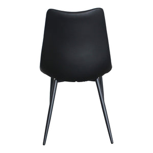 HomeRoots Set of Two Stylish Black Faux Leather Dining Chairs with Metal Frame for Modern Spaces 527824