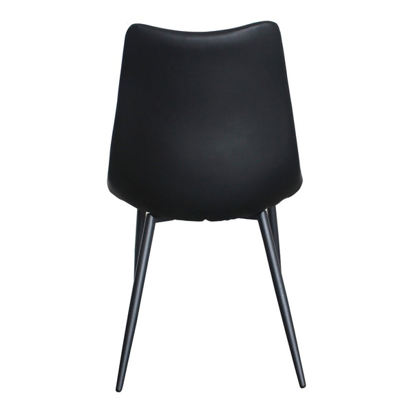 HomeRoots Set of Two Stylish Black Faux Leather Dining Chairs with Metal Frame for Modern Spaces 527824