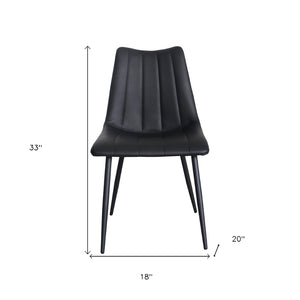 HomeRoots Set of Two Stylish Black Faux Leather Dining Chairs with Metal Frame for Modern Spaces 527824