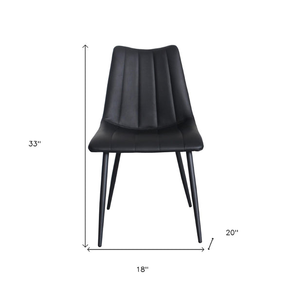 HomeRoots Set of Two Stylish Black Faux Leather Dining Chairs with Metal Frame for Modern Spaces 527824