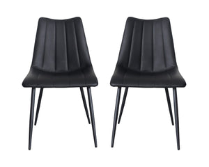 HomeRoots Set of Two Stylish Black Faux Leather Dining Chairs with Metal Frame for Modern Spaces 527824