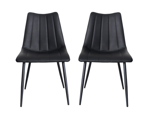 HomeRoots Set of Two Stylish Black Faux Leather Dining Chairs with Metal Frame for Modern Spaces 527824