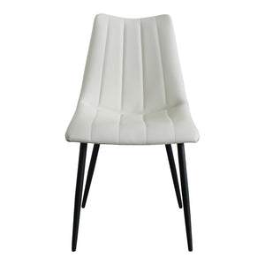 HomeRoots Set of Two Contemporary White & Black Faux Leather Dining Chairs for Modern Spaces & Comfort 527825