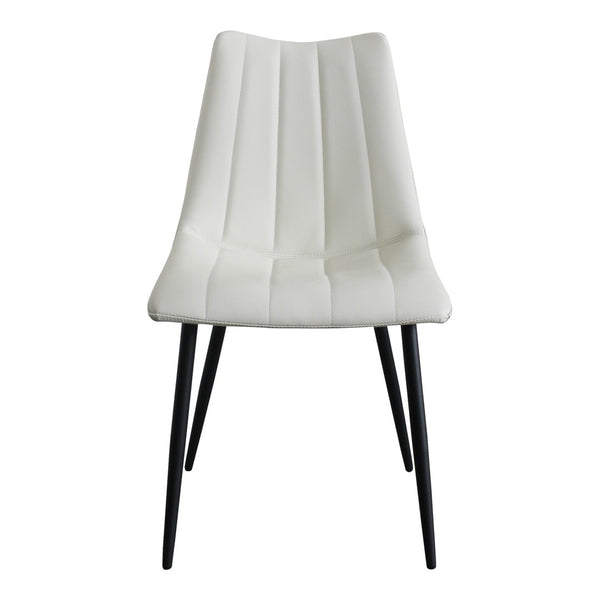 HomeRoots Set of Two Contemporary White & Black Faux Leather Dining Chairs for Modern Spaces & Comfort 527825