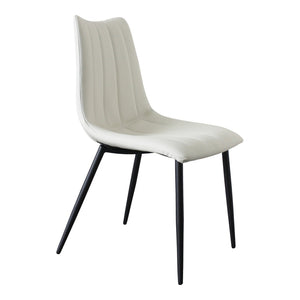 HomeRoots Set of Two Contemporary White & Black Faux Leather Dining Chairs for Modern Spaces & Comfort 527825