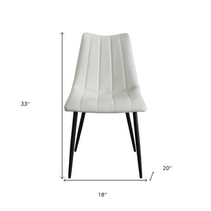 HomeRoots Set of Two Contemporary White & Black Faux Leather Dining Chairs for Modern Spaces & Comfort 527825