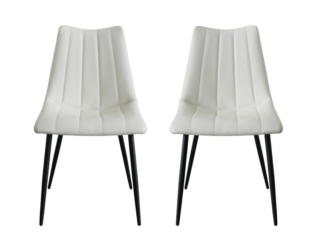 HomeRoots Set of Two Contemporary White & Black Faux Leather Dining Chairs for Modern Spaces & Comfort 527825