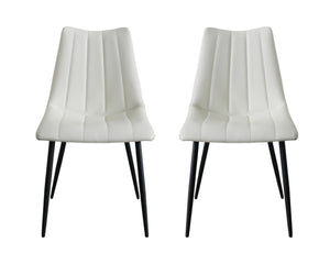 HomeRoots Set of Two Contemporary White & Black Faux Leather Dining Chairs for Modern Spaces & Comfort 527825