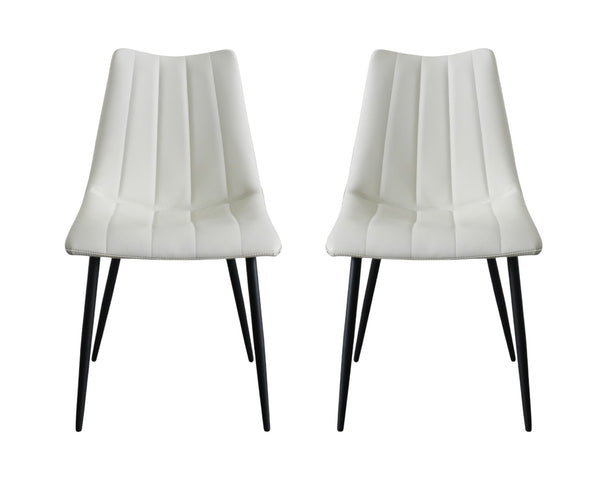 HomeRoots Set of Two Contemporary White & Black Faux Leather Dining Chairs for Modern Spaces & Comfort 527825