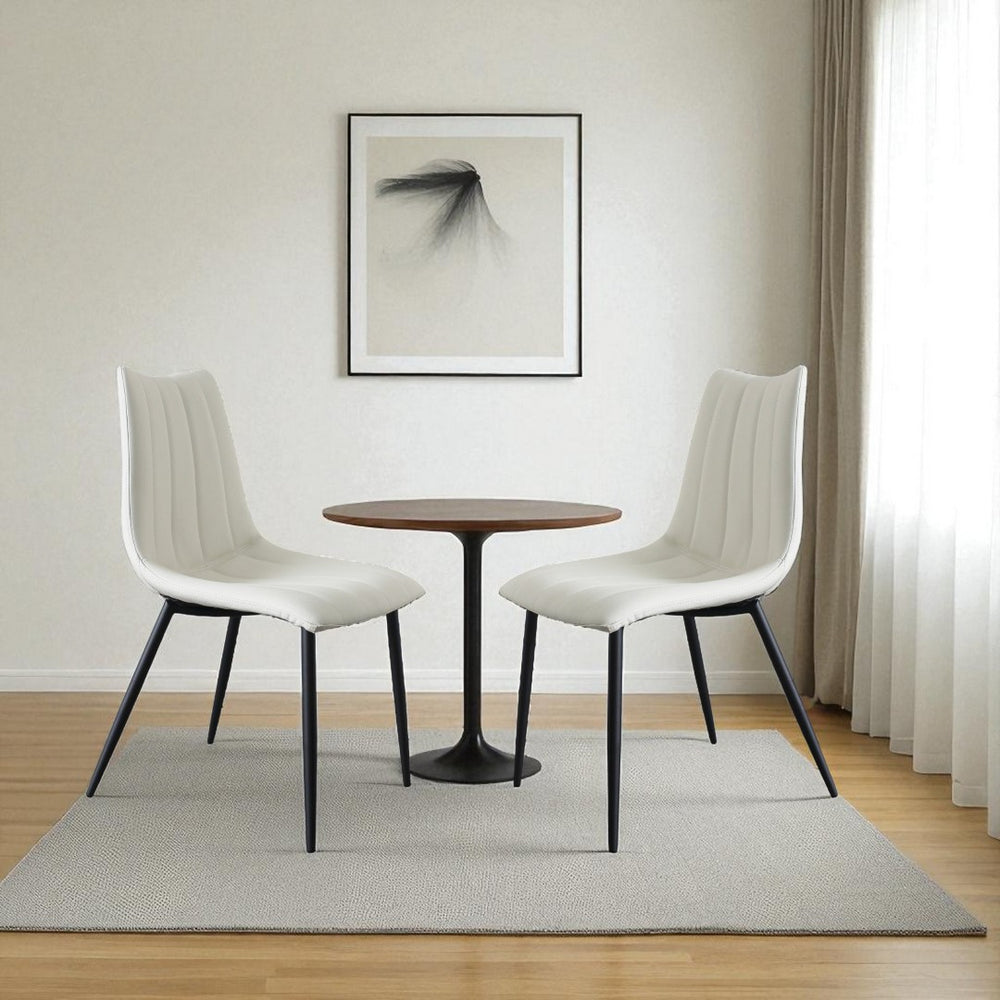HomeRoots Set of Two Contemporary White & Black Faux Leather Dining Chairs for Modern Spaces & Comfort 527825