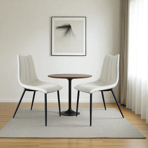 HomeRoots Set of Two Contemporary White & Black Faux Leather Dining Chairs for Modern Spaces & Comfort 527825