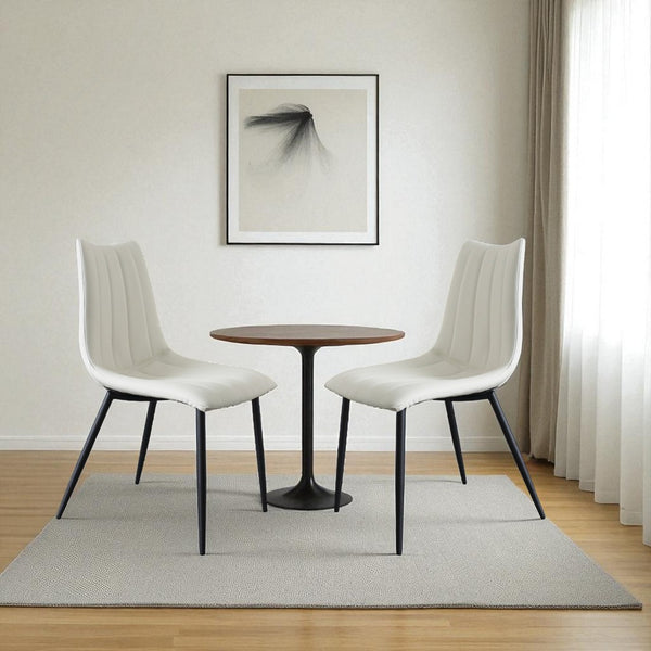 HomeRoots Set of Two Contemporary White & Black Faux Leather Dining Chairs for Modern Spaces & Comfort 527825