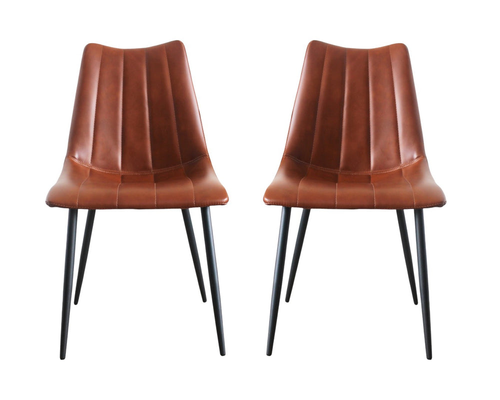 HomeRoots Set of Two Modern Brown & Black Faux Leather Dining Chairs for Versatile Home Seating Solutions 527826
