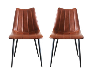 HomeRoots Set of Two Modern Brown & Black Faux Leather Dining Chairs for Versatile Home Seating Solutions 527826