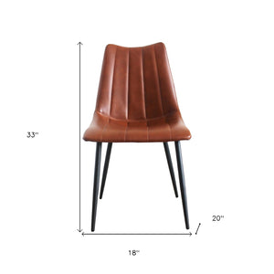 HomeRoots Set of Two Modern Brown & Black Faux Leather Dining Chairs for Versatile Home Seating Solutions 527826