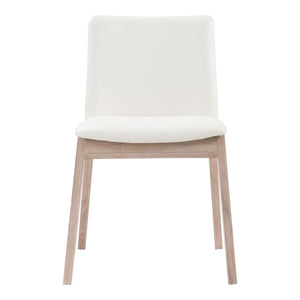 HomeRoots Set of Two Stylish Upholstered Faux Leather Dining Chairs with Natural-Finish Legs for Versatility 527827