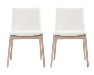 HomeRoots Set of Two Stylish Upholstered Faux Leather Dining Chairs with Natural-Finish Legs for Versatility 527827