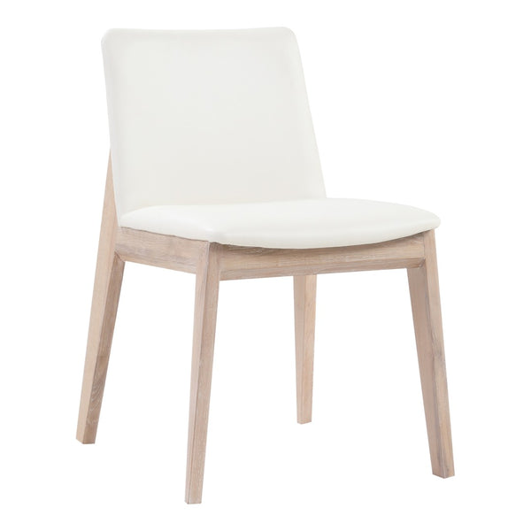 HomeRoots Set of Two Stylish Upholstered Faux Leather Dining Chairs with Natural-Finish Legs for Versatility 527827