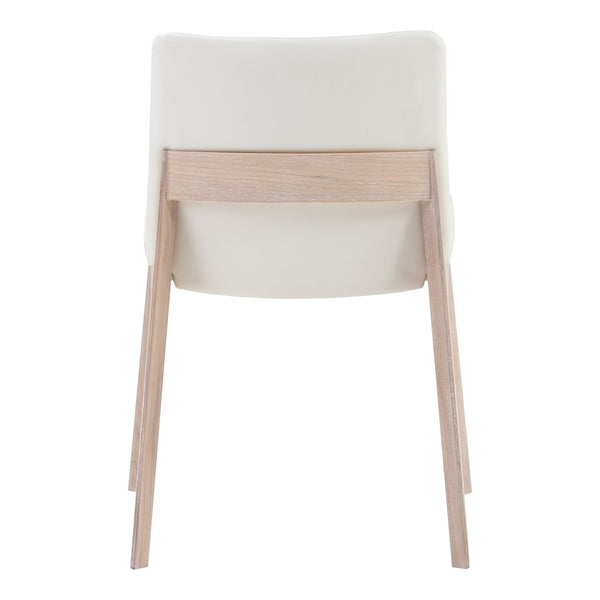 HomeRoots Set of Two Stylish Upholstered Faux Leather Dining Chairs with Natural-Finish Legs for Versatility 527827
