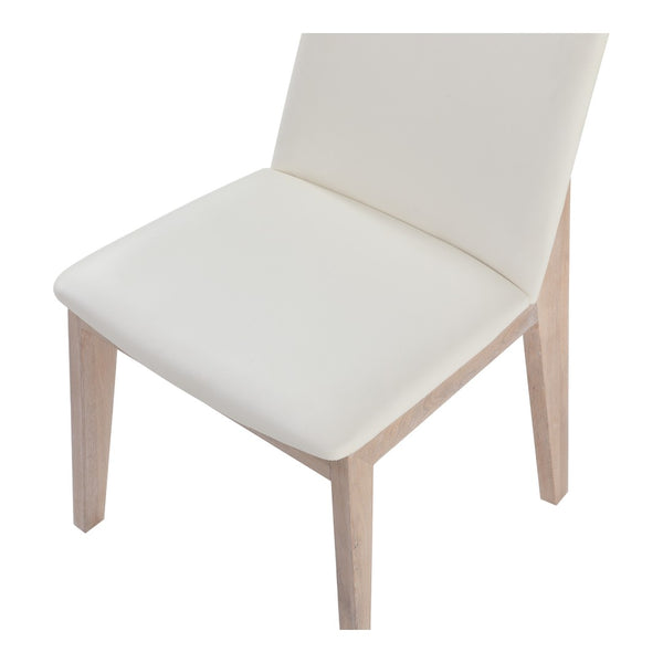 HomeRoots Set of Two Stylish Upholstered Faux Leather Dining Chairs with Natural-Finish Legs for Versatility 527827