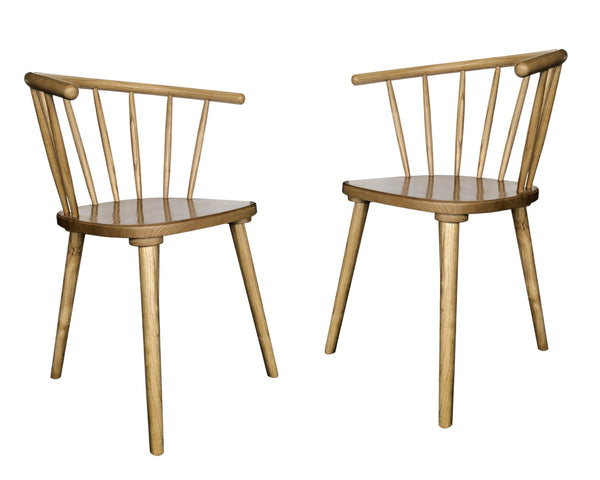 HomeRoots Set of Two Brown Solid Wood Windsor Back Dining Side Chairs for Timeless Style and Comfort 527828