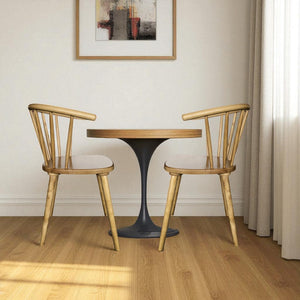 HomeRoots Set of Two Brown Solid Wood Windsor Back Dining Side Chairs for Timeless Style and Comfort 527828
