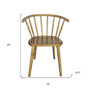 HomeRoots Set of Two Brown Solid Wood Windsor Back Dining Side Chairs for Timeless Style and Comfort 527828