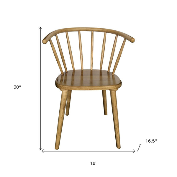 HomeRoots Set of Two Brown Solid Wood Windsor Back Dining Side Chairs for Timeless Style and Comfort 527828