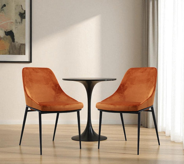 HomeRoots Set of Two Amber Velvet Dining Side Chairs with Black Legs – Stylish, Versatile, and Comfortable! 527829