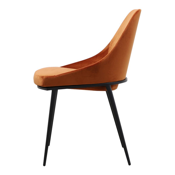 HomeRoots Set of Two Amber Velvet Dining Side Chairs with Black Legs – Stylish, Versatile, and Comfortable! 527829