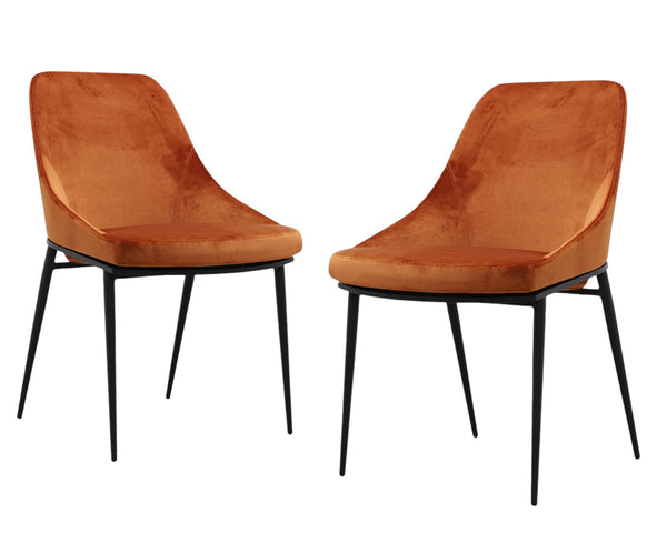 HomeRoots Set of Two Amber Velvet Dining Side Chairs with Black Legs – Stylish, Versatile, and Comfortable! 527829
