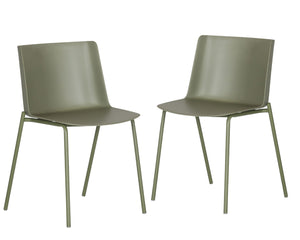 HomeRoots Set of Two Stylish Green Heavy-Duty Plastic Chairs for Outdoor Dining & Events - Durable & Easy Care 527830