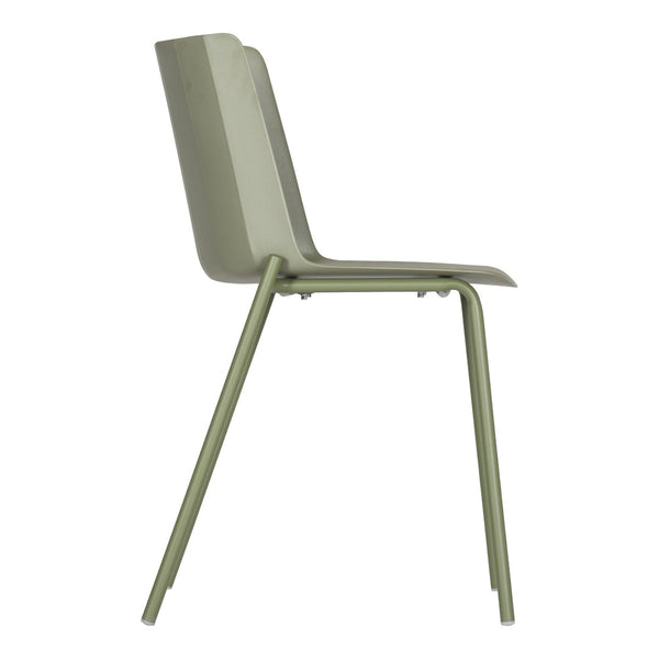 HomeRoots Set of Two Stylish Green Heavy-Duty Plastic Chairs for Outdoor Dining & Events - Durable & Easy Care 527830