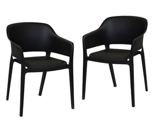 HomeRoots Set of Two Stylish Black Heavy Duty Plastic Arm Chairs – Modern, Stackable, and Versatile Seating Solutions 527832