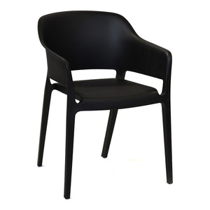 HomeRoots Set of Two Stylish Black Heavy Duty Plastic Arm Chairs – Modern, Stackable, and Versatile Seating Solutions 527832