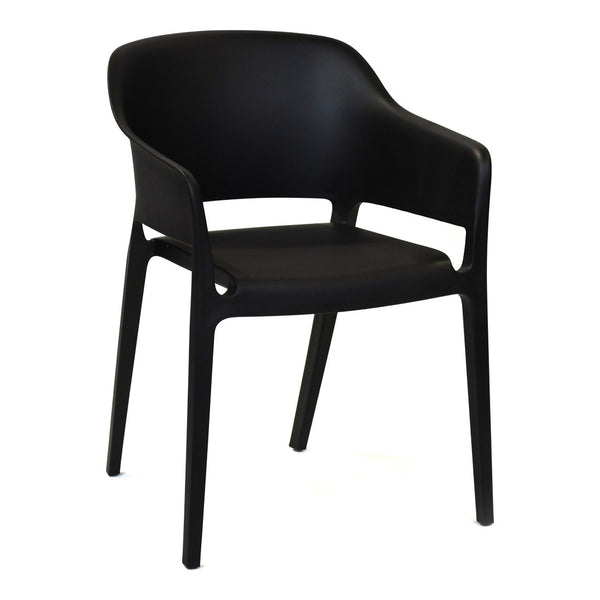 HomeRoots Set of Two Stylish Black Heavy Duty Plastic Arm Chairs – Modern, Stackable, and Versatile Seating Solutions 527832